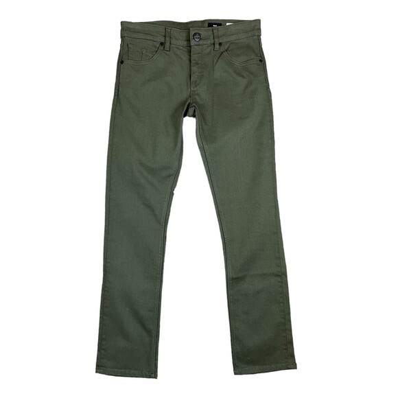 Volcom 2x4 Skinny Jeans  Youth Boys Size 28/14  NWOT  5-Pocket Twill Green Denim - Picture 1 of 12